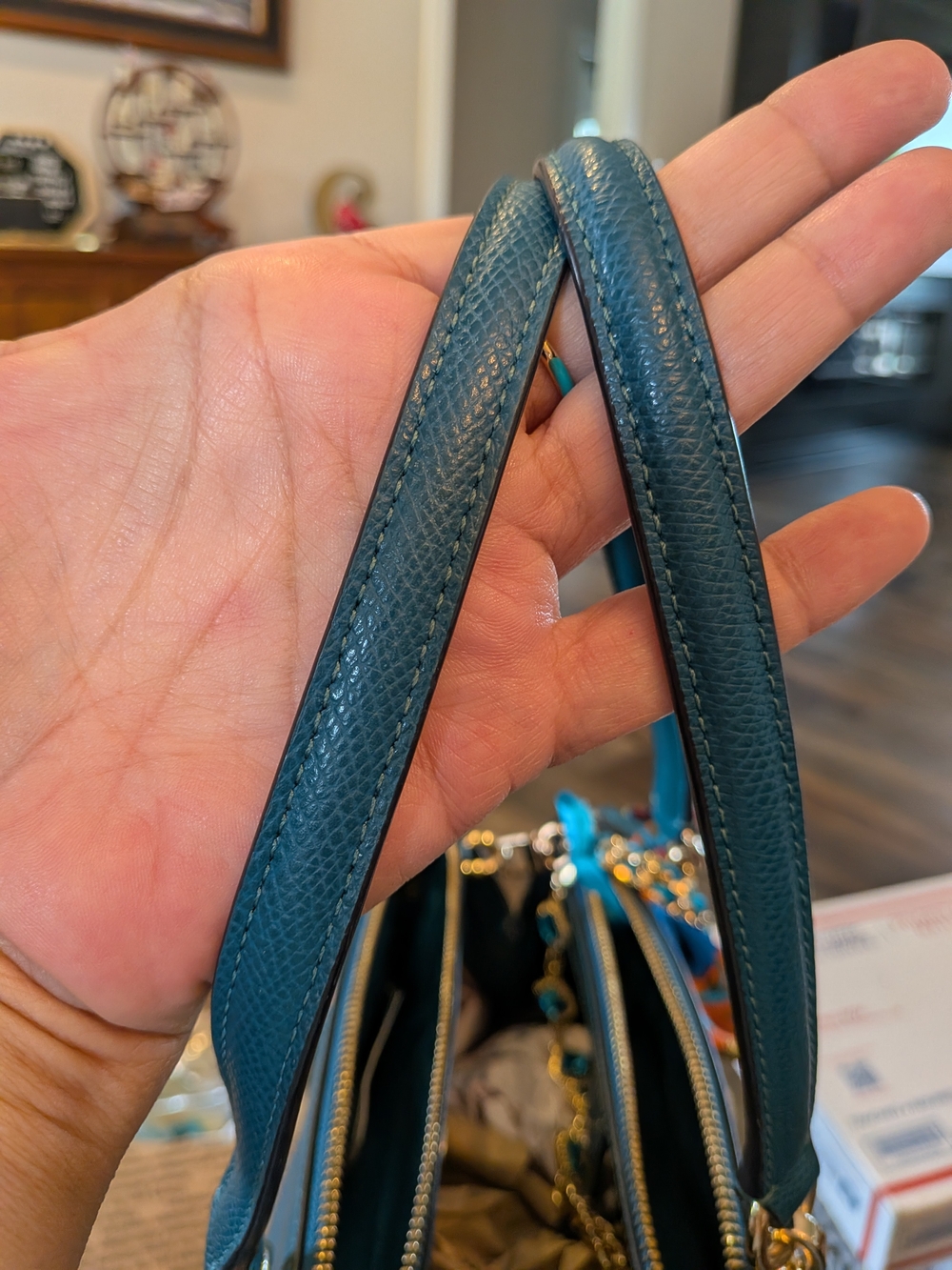 Coach Christie Carryall Small Dark Teal Pebbled Leather - Picture 6 of 12